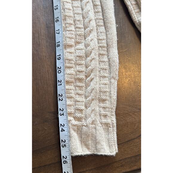 Banana Republic Cardigan Sweater Sz Med Cashmere Blend Tan Cable Knit Mock Neck - Picture 10 of 11